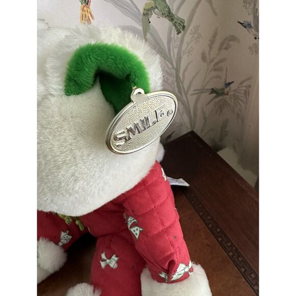 Vtg 1990 Smile Intl Teddy Bear Plush Quilted Christmas Bear w/ Slippers TAGS - Picture 3 of 8